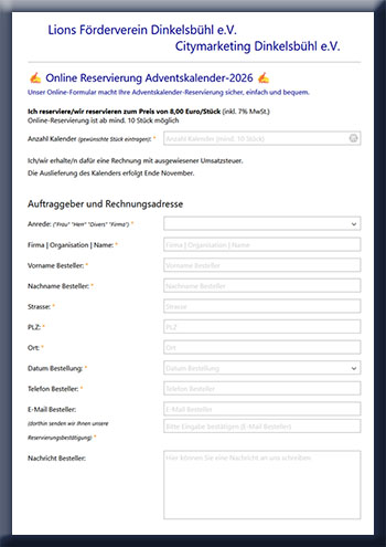Adventskalender 2026 ONLINE-Formular